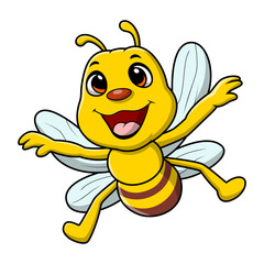 Cute bee cartoon on white background