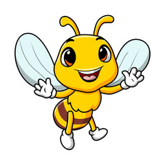 Cute bee cartoon on white background