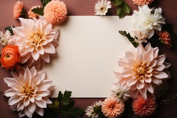 frame of flowers and leaves
