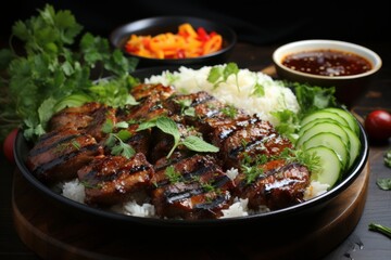 Fototapeta premium lamb chops with vegetables