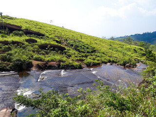 Water fall in rock mountain 