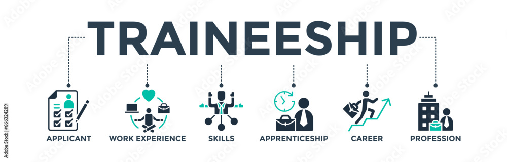 Poster traineeship banner web icon vector illustration concept for apprenticeship on a job training program