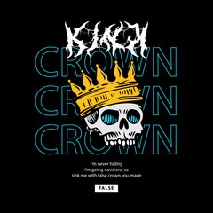 Skull of a crowned king vector streetwear clothing design