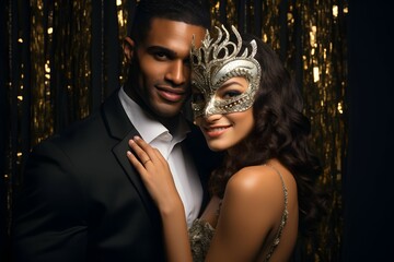 couple at a masquerade party