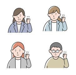 Fototapeta premium ガッツポーズをするビジネスウーマンのイラストセット