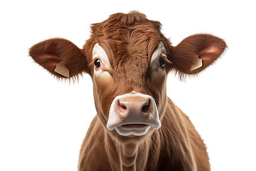 portrait of a cow isolated on white. Png file