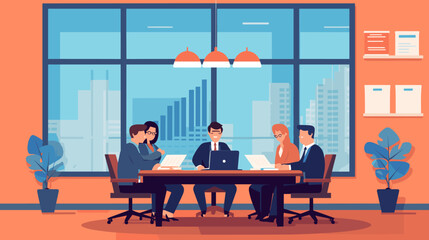 Fototapeta na wymiar Concept vector illustration of business meeting.