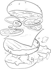 hand drawn hamburger illustration