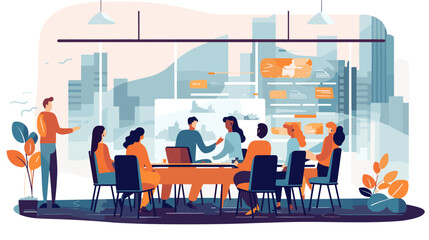 Concept vector illustration of business meeting.