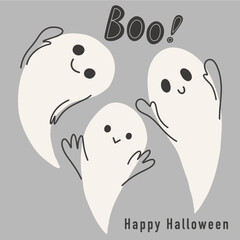 Happy Halloween three cute ghosts boo