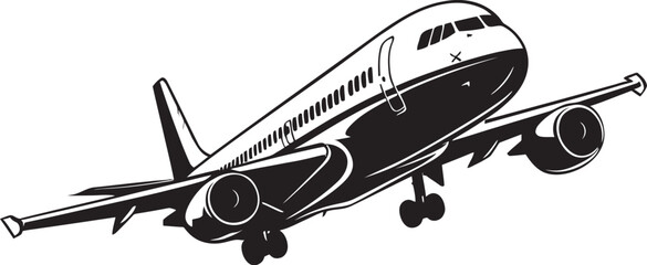 Midnight Flight Mastery Black Aircraft Design Jet Silhouette Symphony Vector Artistry