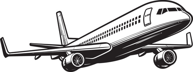 Aircraft in the Dark Noir Vector Art Sculpted in Steel Black Aircraft Design