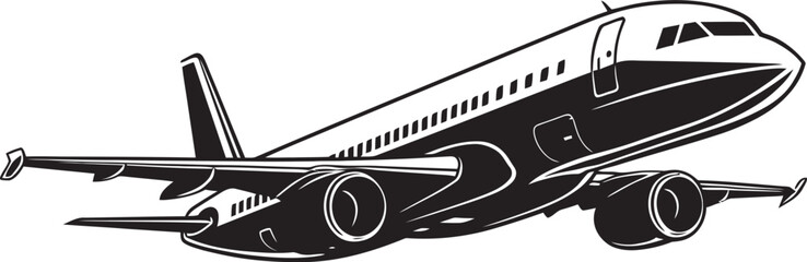 Shadowed Skies Airplane Vector in Black Sculpted Airborne Dreams Jet Vector Art
