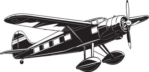 Art of Aeronautics in Black Vector Beauty Elegance in Aero Midnight Aircraft Vector