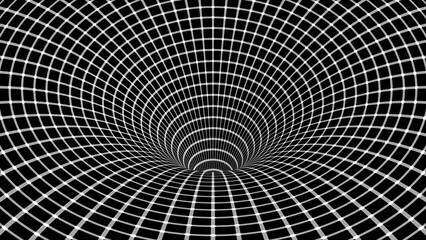 Optical Illusion. White Circles Flash on Black Squares and Change Color.