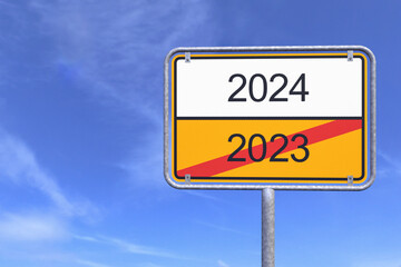 3d Illustration - Ortsschild - Ortstafel - 2023 - 2024 - Himmel - Wolken