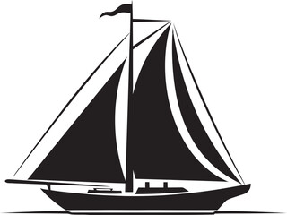 Seafaring Artistry in Noir Vector Mastery Maritime Symphony Watercraft Vector Art