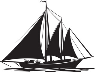 Black Beauty Afloat Watercraft Vector Art Maritime Midnight Sleek Boat Vector Design