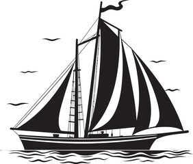 Nautical Noir Dream Boat Vector Majesty Silhouetted Sailing Vector Craft Beauty