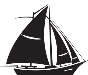 Nocturnal Seascape Black Boat Silhouette Seafaring Artistry in Noir Vector Mastery