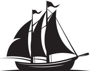 Noir Maritime Mastery Watercraft Vector Silent Seafaring Beauty Vector Precision