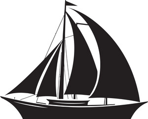 Seafaring Tranquility Vector Maritime Majesty Shadowed Boat Rhythms Onyx Vector Art