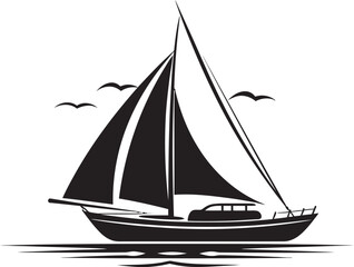 Tranquil Waterscapes Onyx Boat Vector Ethereal Vessel Odyssey Black Vector Art