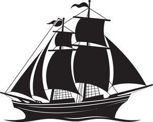 Sleek and Silent Vector Boat Artistry Artful Aquatic Alchemy Onyx Boat Vector