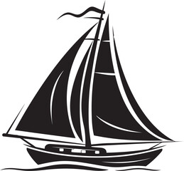 Nocturnal Nautical Beauty Vector Artistry Silhouetted Elegance Afloat Watercraft Vector