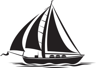 Nocturnal Seascape Black Boat Silhouette Nautical Serenity Onyx Boat Vector Art