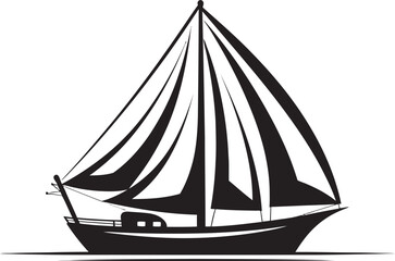 Blackwater Rhythms Vector Maritime Art Nocturnal Seascape Black Boat Silhouette