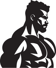 Rippling Resilience Vector Muscle Symphony Inkwell Inspiration Monochromatic Bodybuilder Craft