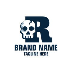 Letter R Skull Logo Design Template Inspiration, Vector Illustration.