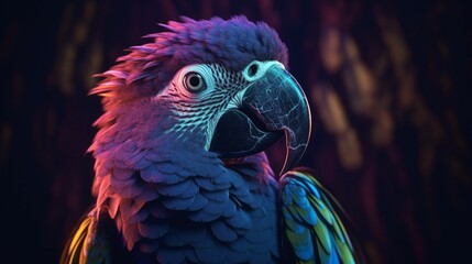 Fototapeta premium Parrot Purple pink blue gold dark generative ai