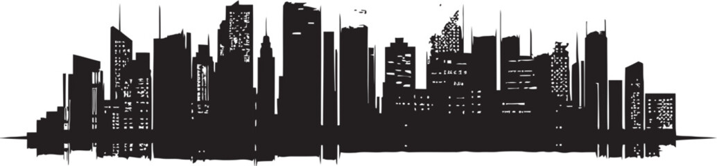 Obraz premium Sculpted Skylines Vector Beauty in Black Citys Silent Charm Monochrome Vector Majesty