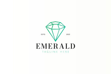 Emerald Gemstone Logo Jewelry Fashion Feminine Geometric Style Logo Concept