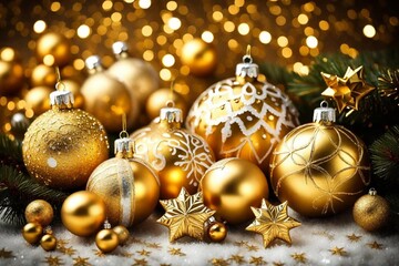 Golden Christmas Decorations and Ornaments