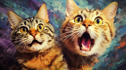 Portrait of Surprised Cats generative ai