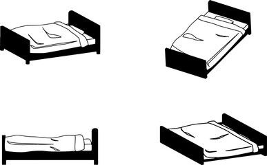 ベッドのアイコンセット