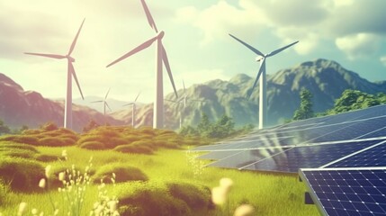 renewable energy background with green energy as wind generative ai