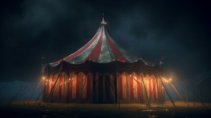Scary circus tent in the dark generative ai