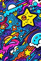 Doodle Art Illustration for Merchandise Clothing, Fashion Textile, Sport Clothes Design Printing, Street Art Graffiti Pattern, Colorful Abstract Background