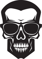 Edgy Elegance Monochromatic Funky Skull Design Rebel Chic Black Vector Skullhead in Style