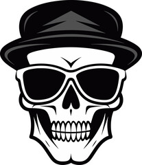 Monochrome Marvel Cool Vector Skull Design Elegance in Rebellion Funky Black Skull Art