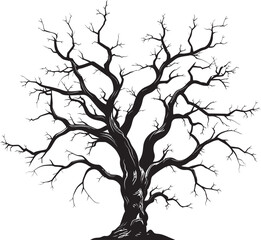 Shadows in Serenity Monochromatic Artistry of a Dead Tree Eternal Moments Depiction of a Dead Tree in Black Vector