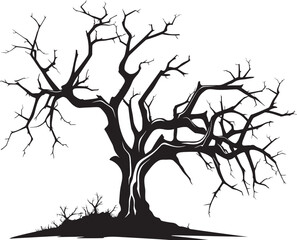 Timeless Reverie Depiction of a Lifeless Trees Elegy in Vector Withered Remnants Silent Shadows of a Dead Tree