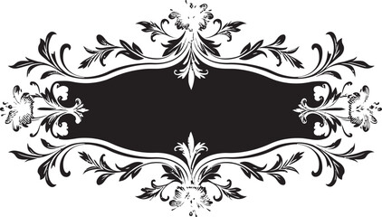 Opulence in Blooms Monochrome Design with Royal Flourish Regal Tapestry Black Vector of Decorative Floral Art
