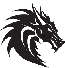 Nightmare Unleashed Monochromatic Power of the Dragon Shadowy Beast Black Vector Display of the Dragon