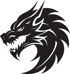 Nightmare Unleashed Black Vector Dragons Epic Design Shadowy Beast Monochromatic Vector of the Ferocious Dragon
