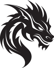 Fototapeta premium Midnight Sovereign Monochrome Dragons Mysterious Charm Black Serpents Reign Vector Art of the Formidable Dragon